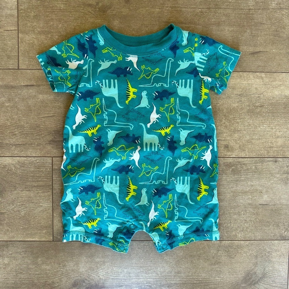 Carter’s Retro Vibrant Dinosaur Baby Boy Romper Size 12 Months EUC